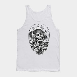 Santa muerte with flowers day of the dead. Tank Top